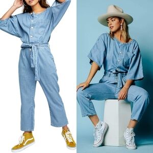 NWOT Free People Marley Jumpsuit Loco Blue XS